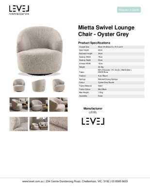 Tear Sheet: Mietta Swivel Lounge Chair - Oyster Grey