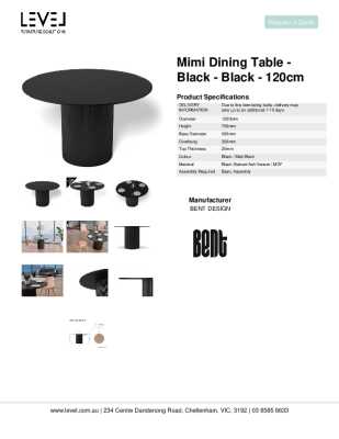 Tear Sheet: Mimi Dining Table - Black - Black - 120cm