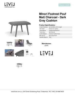 Tear Sheet: Minori Footrest Pouf Matt Charcoal - Dark Grey Cushion