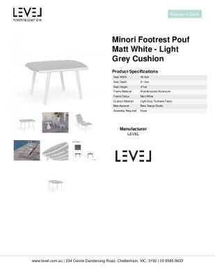 Tear Sheet: Minori Footrest Pouf Matt White - Light Grey Cushion