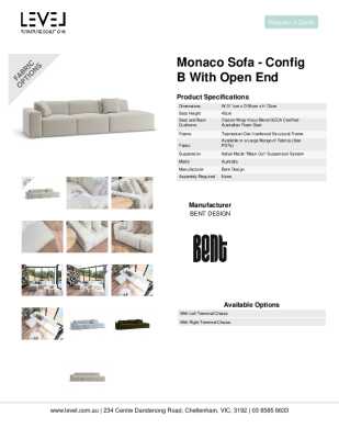 Tear Sheet: Monaco Sofa - Config B with Open End