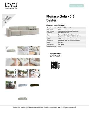Tear Sheet: Monaco Sofa - 3.5 Seater 