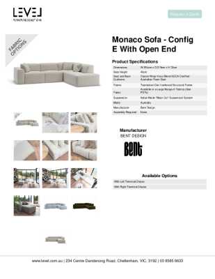 Tear Sheet: Monaco Sofa - Config E with Open End