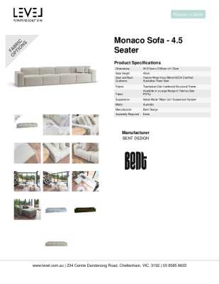Tear Sheet: Monaco Sofa - 4.5 Seater 