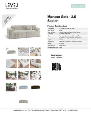 Tear Sheet: Monaco Sofa - 2.5 Seater 