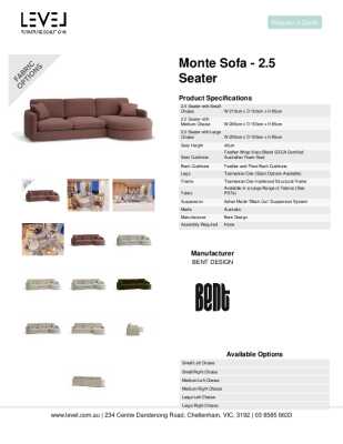 Tear Sheet: Monte Sofa - 2.5 Seater