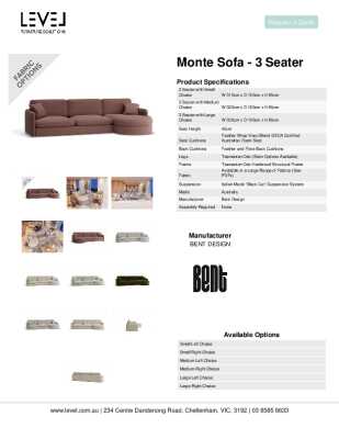 Tear Sheet: Monte Sofa - 3 Seater