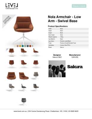 Tear Sheet: Nola Armchair - Low Arm - Swivel Base