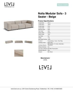 Tear Sheet: Nolia Modular Sofa - 3 Seater - Beige