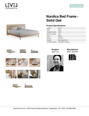 Tear Sheet: Nordica Bed Frame - Solid Oak