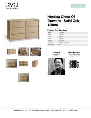 Tear Sheet: Nordica Chest of Drawers - Solid Oak - 120cm
