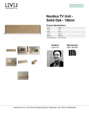 Tear Sheet: Nordica TV Unit - Solid Oak - 180cm