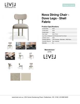 Tear Sheet: Nova Dining Chair - Dove Legs - Shell Fabric