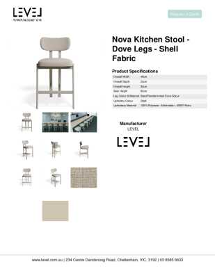 Tear Sheet: Nova Kitchen Stool - Dove Legs - Shell Fabric