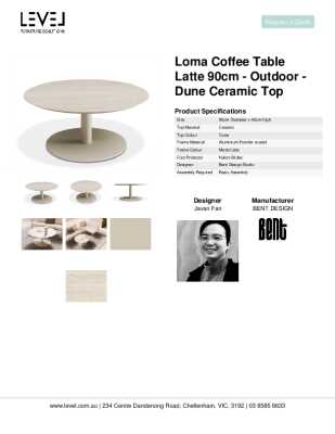 Tear Sheet: Loma Coffee Table Latte 90cm - Outdoor - Dune Ceramic Top