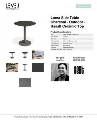 Tear Sheet: Loma Side Table Charcoal - Outdoor - Basalt Ceramic Top
