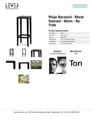 Tear Sheet: Rioja Barstool - Black Stained - 80cm - by TON