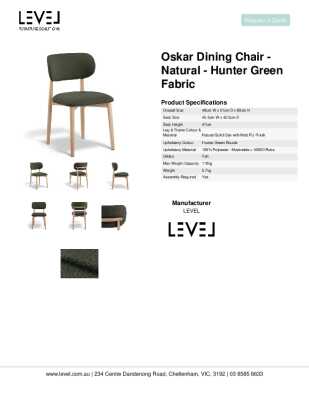 Tear Sheet: Oskar Dining Chair - Natural - Hunter Green Fabric 
