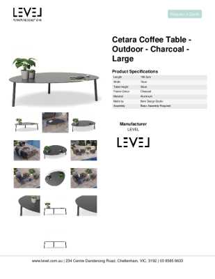 Tear Sheet: Cetara Coffee Table - Outdoor - Charcoal - Large