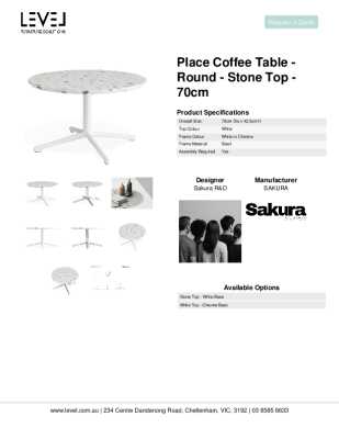 Tear Sheet: Place Coffee Table - Round - Terrazzo Stone Top - 70cm
