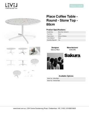 Tear Sheet: Place Coffee Table - Round - Terrazzo Stone Top - 80cm