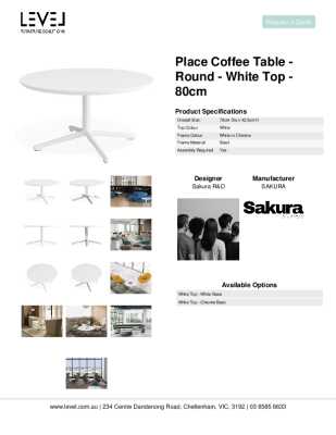 Tear Sheet: Place Coffee Table - Round - White Top - 80cm
