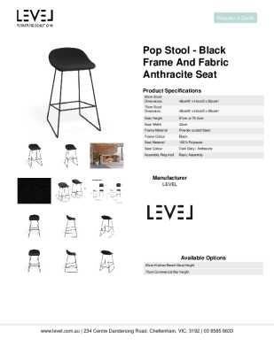 Tear Sheet: Pop Stool - Black Frame and Fabric Anthracite Seat