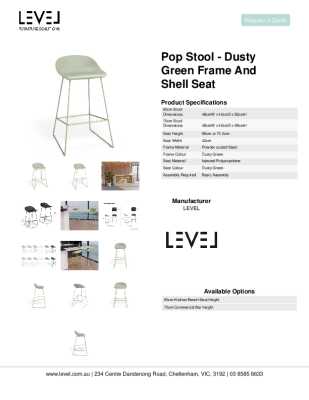 Tear Sheet: Pop Stool - Dusty Green Frame and Shell Seat 