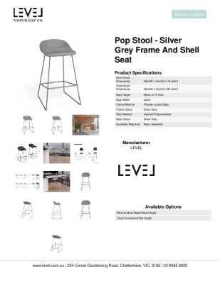 Tear Sheet: Pop Stool - Silver Grey Frame and Shell Seat