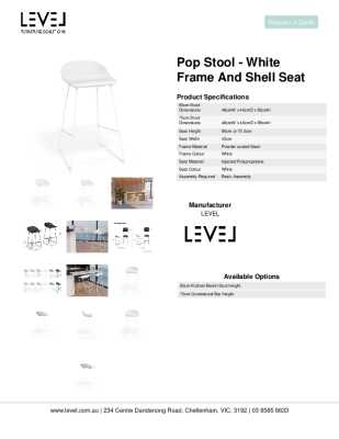 Tear Sheet: Pop Stool - White Frame and Shell Seat