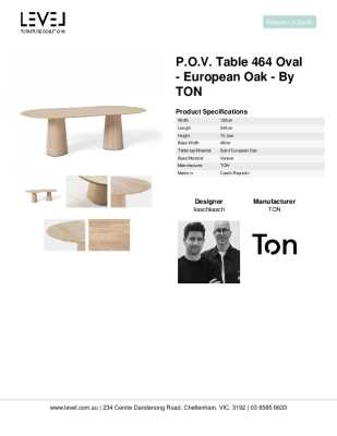 Tear Sheet: P.O.V. Table 464 Oval - European Oak - By TON