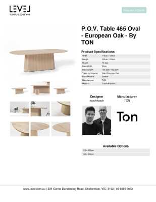 Tear Sheet: P.O.V. Table 465 Oval - European Oak - By TON
