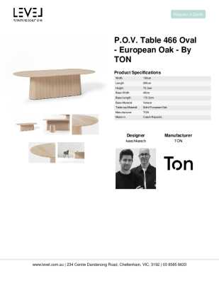 Tear Sheet: P.O.V. Table 466 Oval - European Oak - By TON