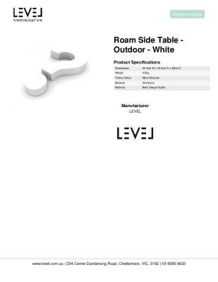 Tear Sheet: Roam Side Table - Outdoor - White