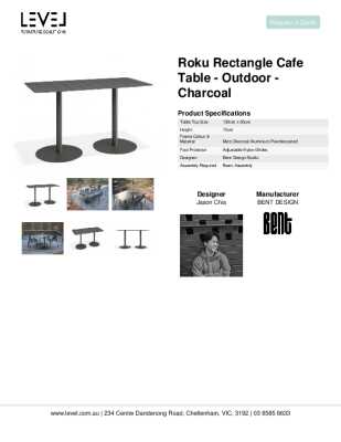 Tear Sheet: Roku Rectangle Cafe Table - Outdoor - Charcoal