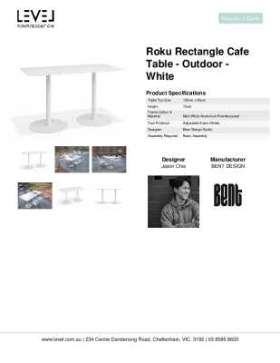 Tear Sheet: Roku Rectangle Cafe Table - Outdoor - White