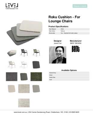 Tear Sheet: Roku Cushion - For Lounge Chairs
