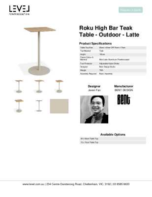 Tear Sheet: Roku High Bar Teak Table - Outdoor - Latte
