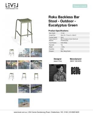 Tear Sheet: Roku Backless Bar Stool - Outdoor - Eucalyptus Green
