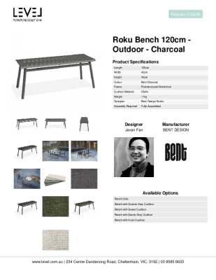 Tear Sheet: Roku Bench 120cm - Outdoor - Charcoal
