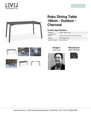 Tear Sheet: Roku Dining Table 160cm - Outdoor - Charcoal