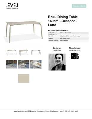 Tear Sheet: Roku Dining Table 160cm - Outdoor - Latte