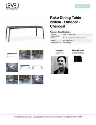 Tear Sheet: Roku Dining Table 220cm - Outdoor - Charcoal