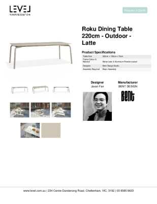 Tear Sheet: Roku Dining Table 220cm - Outdoor - Latte