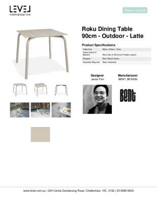 Tear Sheet: Roku Dining Table 90cm - Outdoor - Latte
