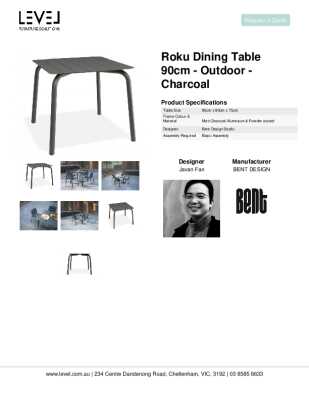 Tear Sheet: Roku Dining Table 90cm - Outdoor - Charcoal