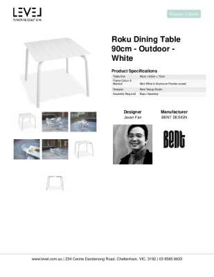 Tear Sheet: Roku Dining Table 90cm - Outdoor - White
