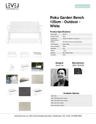Tear Sheet: Roku Garden Bench 125cm - Outdoor - White