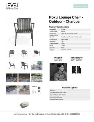 Tear Sheet: Roku Lounge Chair - Outdoor - Charcoal