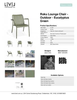 Tear Sheet: Roku Lounge Chair - Outdoor - Eucalyptus Green